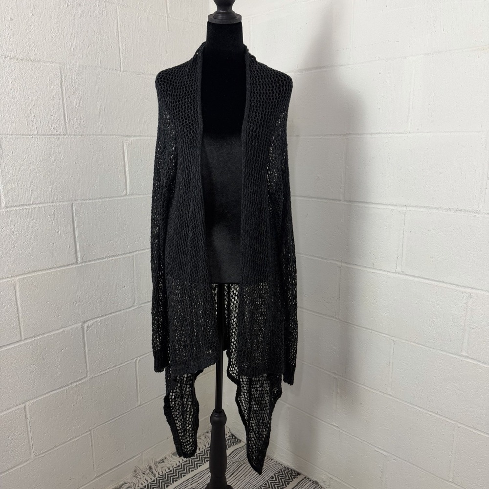 Crochet Open Knit Cardigan Asymmetric Hem Fairy Grunge Whimsigoth Festival SZ XL